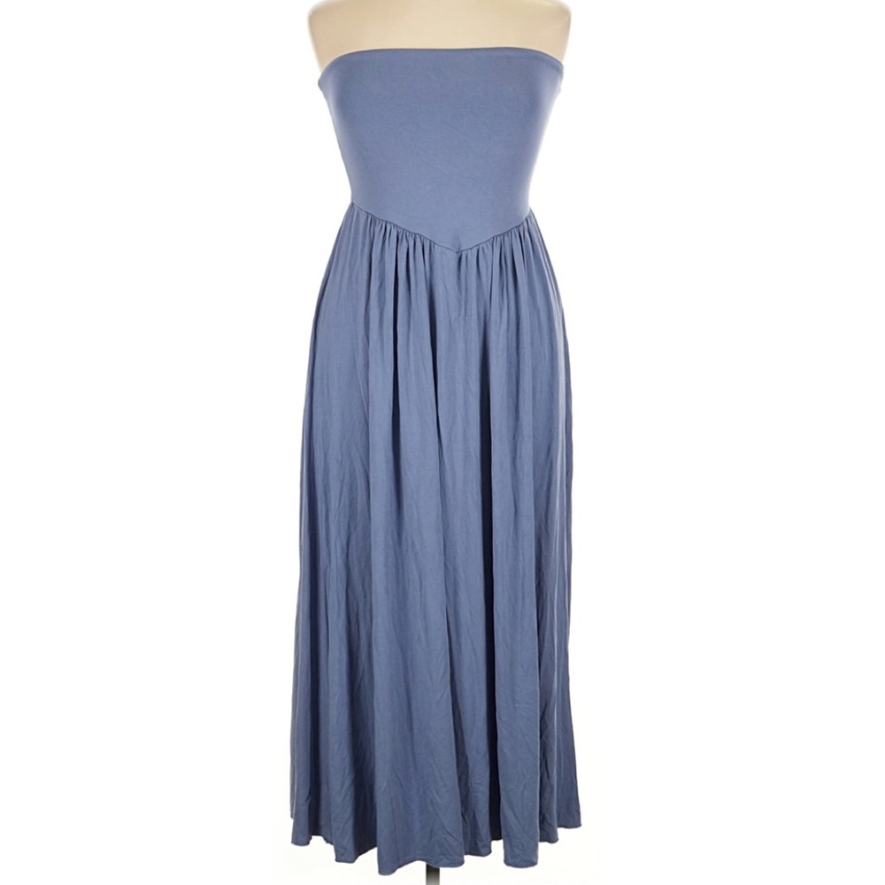See You Monday Blue Strapless Maxi Dress